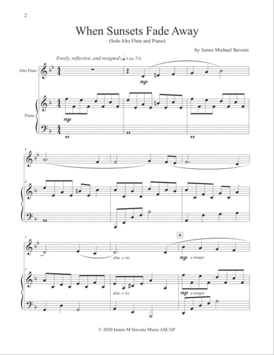 When Sunsets Fade Away - Alto Flute & Piano Flute Solo scores gallery preview page 2