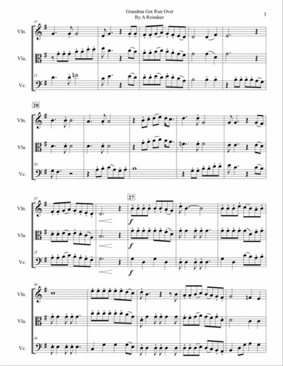 Grandma Got Run Over By A Reindeer String Trio scores gallery preview page 3