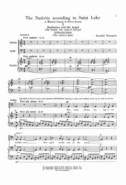 The Nativity According to St. Luke (Choral Score)