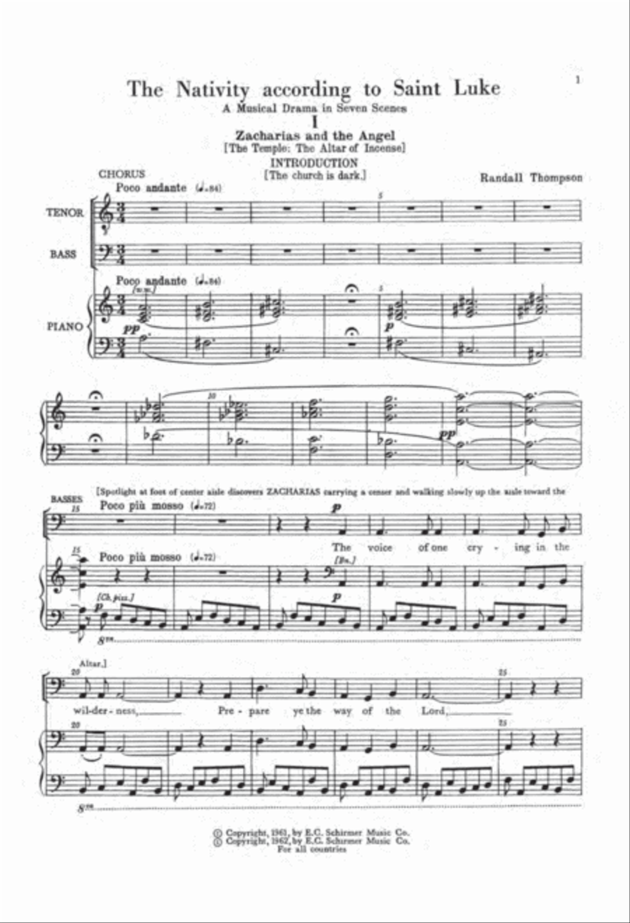 The Nativity According to St. Luke (Choral Score)