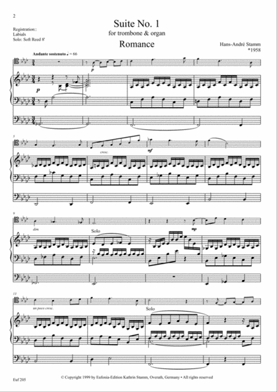 Two Suites for Trombone & Organ Trombone Duet scores gallery preview page 2