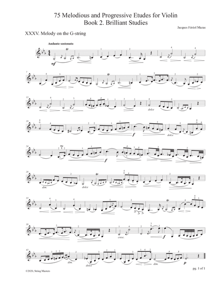 Mazas 75 Melodious & Progressive Etudes for Violin Book 2, No. 35