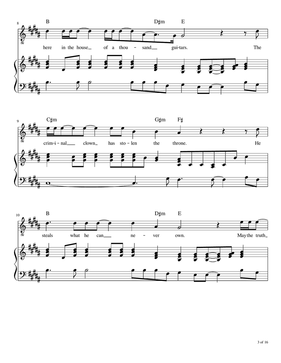House Of A Thousand Guitars Piano, Vocal scores gallery preview page 4