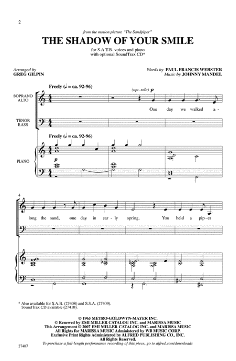 The Shadow of Your Smile 4-Part scores gallery preview page 12