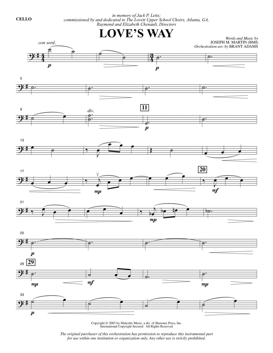 Love's Way - Cello Love's Way - Cello Choir scores gallery preview page 1