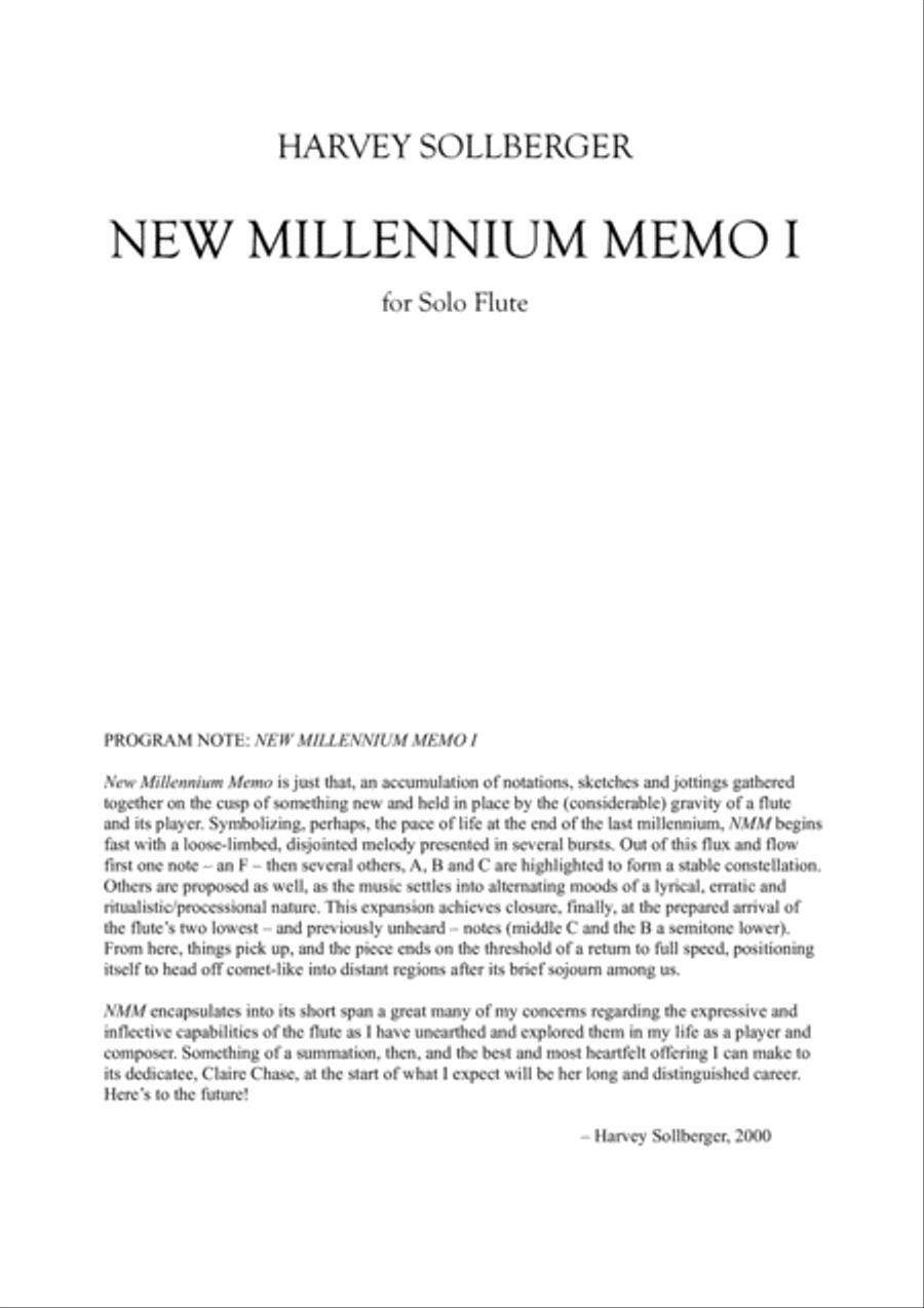 [Sollberger] New Millennium Memo I Flute Solo scores gallery preview page 3