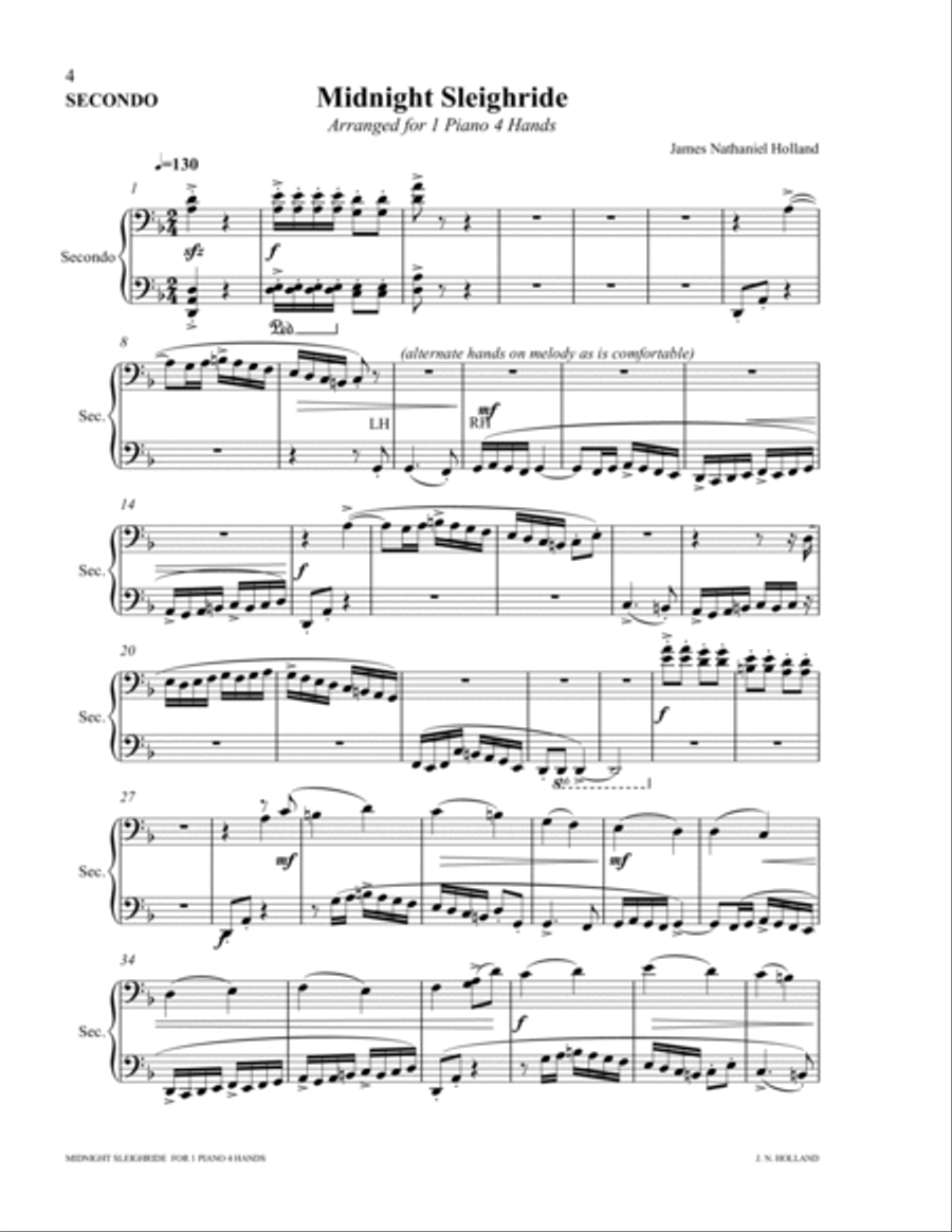 Midnight Sleigh Ride for 1 Piano 4 Hands Midnight Sleigh Ride for 1 Piano 4 Hands 1 Piano, 4-Hands scores gallery preview page 4