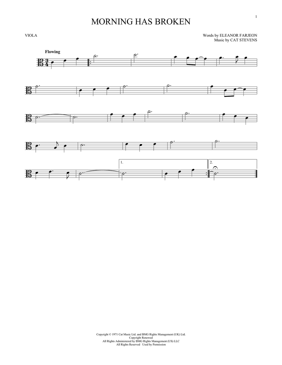 Morning Has Broken Viola Solo scores gallery preview page 1
