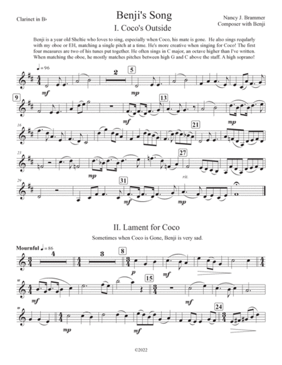 Benji's Song for WW Trio; Flute, Clarinet and Bass Clarinet image number null