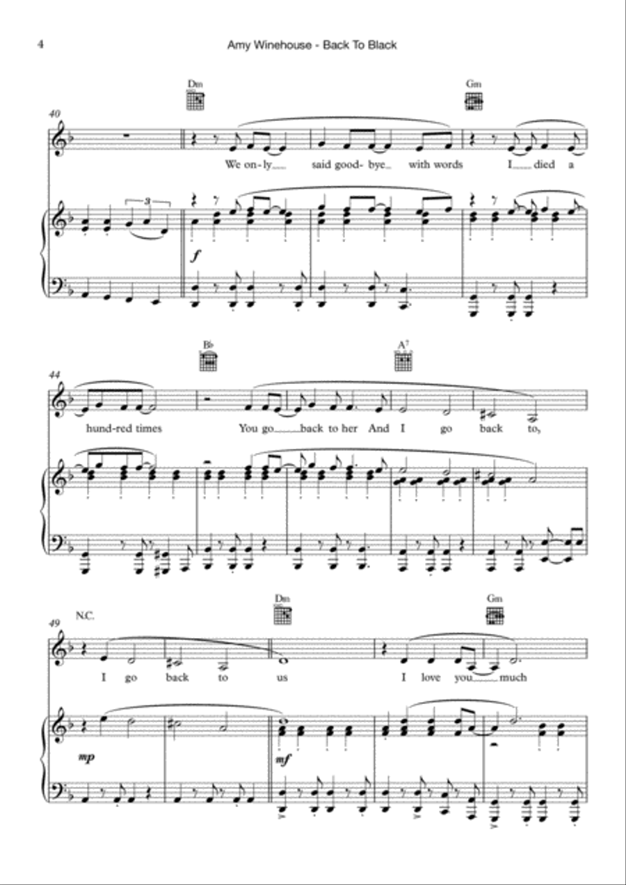 Back To Black Tenor Voice scores gallery preview page 4