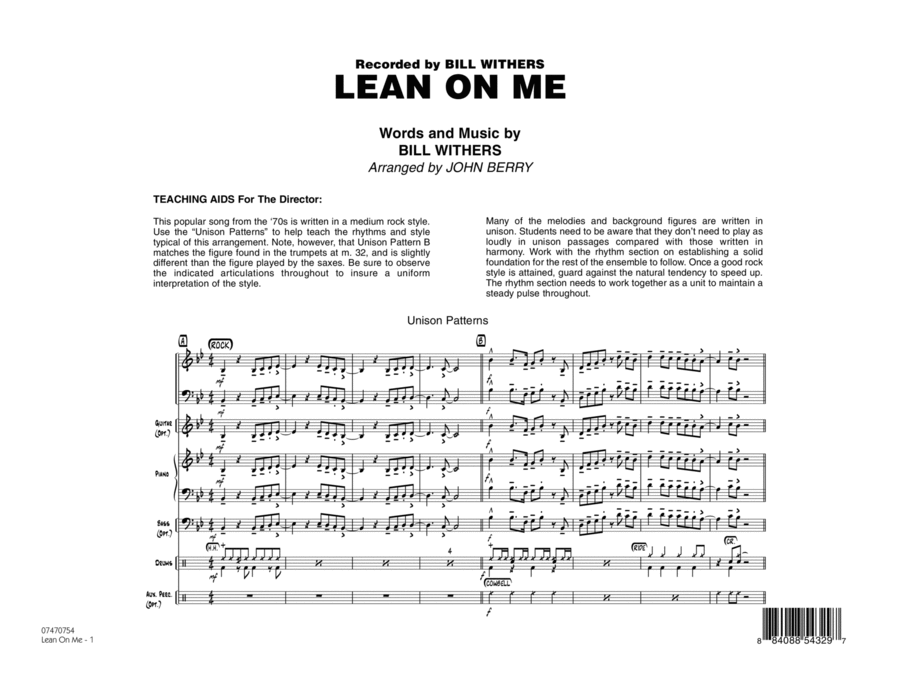 Lean On Me - Full Score Jazz Ensemble scores gallery preview page 1