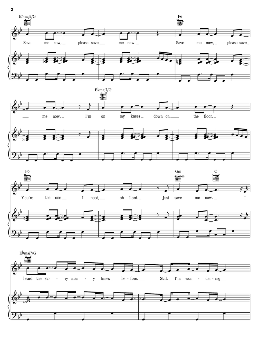 Save Me Save Me Piano, Vocal, Guitar scores gallery preview page 2