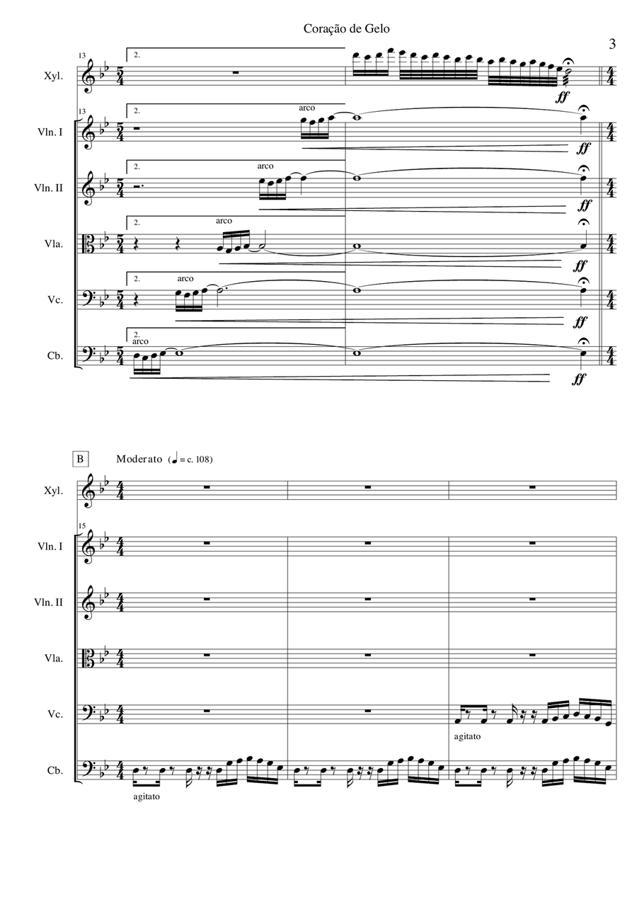 Coração de Gelo - Concertino para Xylophone and String Quintet String Quintet scores gallery preview page 3