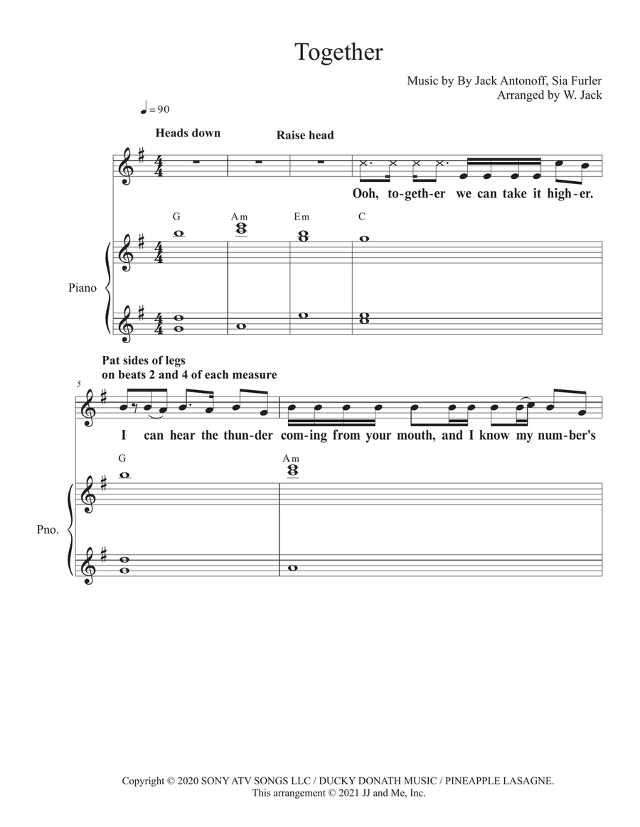 Together Unison Choir scores gallery preview page 1