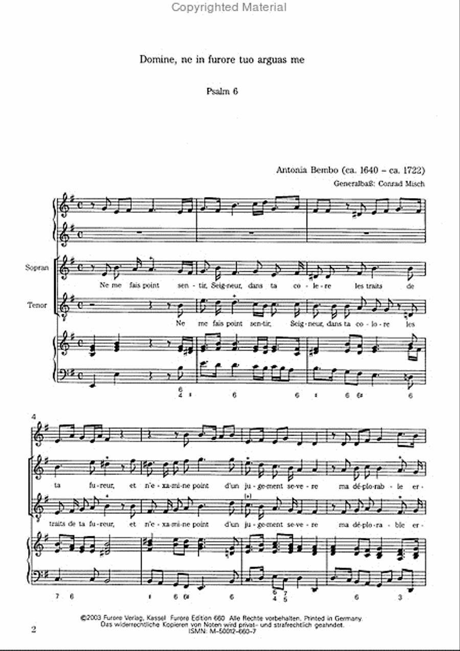 Les sept Psaumes de David Vol. 1 Psalm VI: Domine, ne in furore tuo argua me (S, T) Voice scores gallery preview page 2
