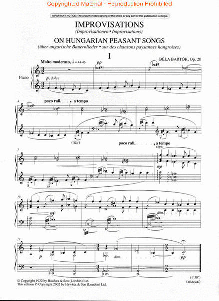 Improvisation on Hungarian Peasant Tunes, Op. 20