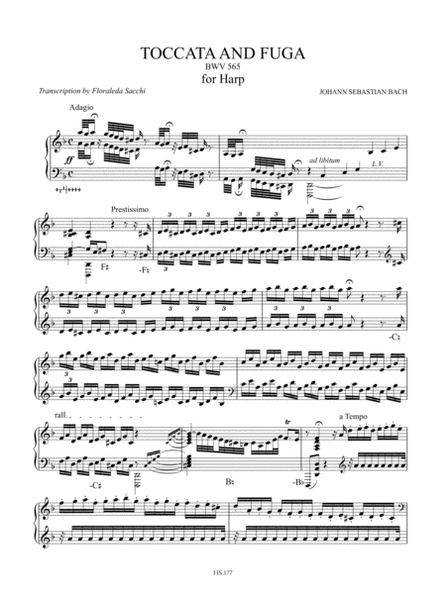 Toccata con Fuga in D Minor BWV 565 for Harp