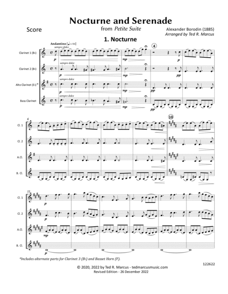 Nocturne and Serenade from Petite Suite for Clarinet Quartet image number null