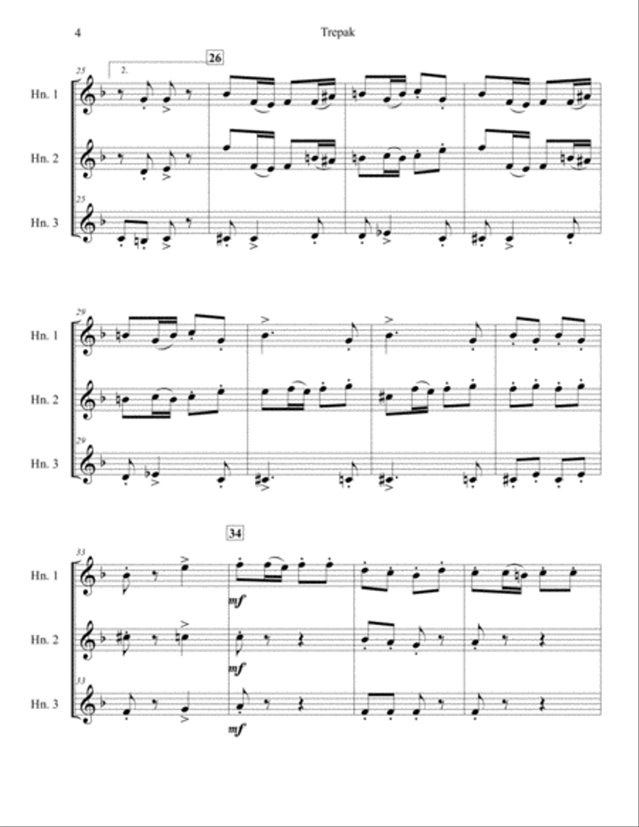 Trepak from The Nutcracker Suite for Three French Horns Brass Ensemble scores gallery preview page 4