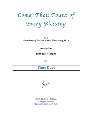 Book cover for Come, Thou Fount of Every Blessing for Flute Duet