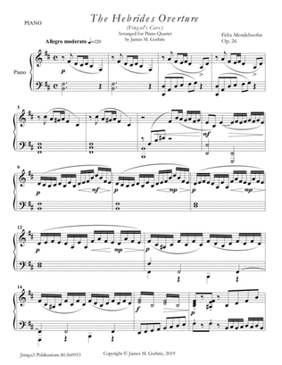 Mendelssohn: the Hebrides Overture for Piano Quartet
