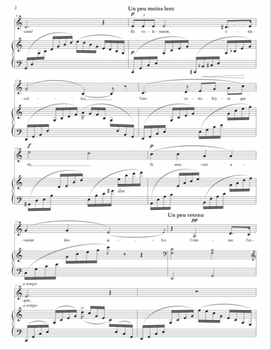 HAHN: Si mes vers avaient des ailes (transposed to C major and B major) Voice scores gallery preview page 3