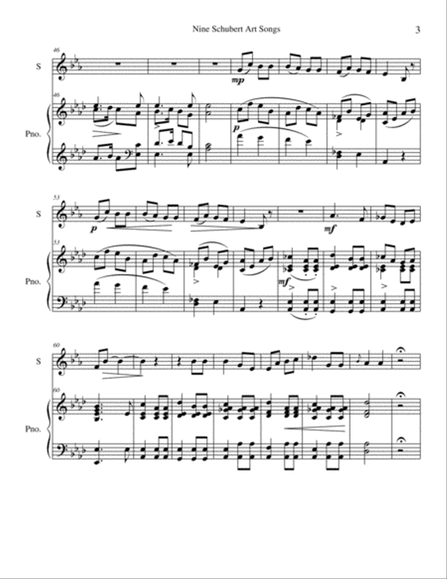 Nine Schubert Art Songs Horn scores gallery preview page 3