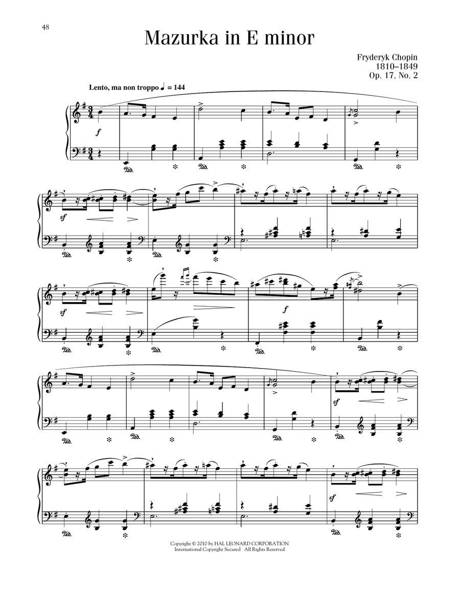 Mazurka, Op. 17, No. 2 Piano Solo scores gallery preview page 1
