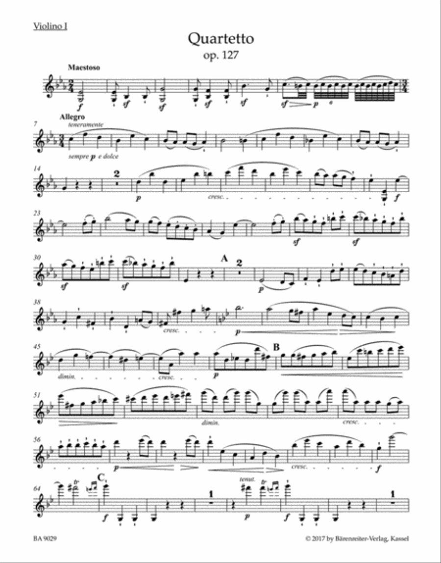 String Quartet E-flat Major op. 127 String Quartet scores gallery preview page 2