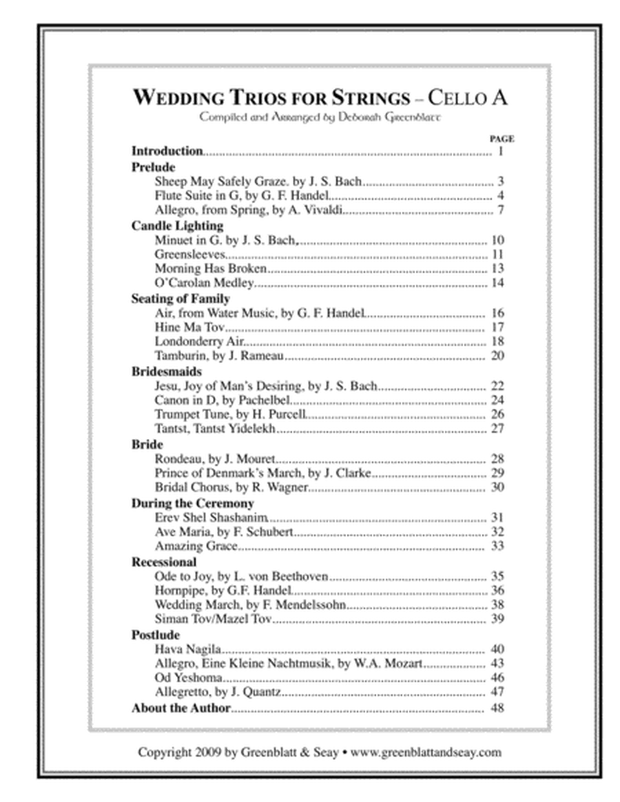 Wedding Trios for Strings Cello Trio (3 books)