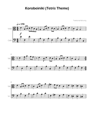 Book cover for Tetris Theme for Cello and Viola