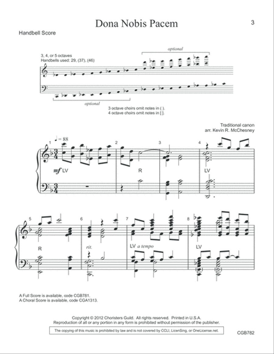 Dona Nobis Pacem (Handbell Score) Handbell Choir scores gallery preview page 3