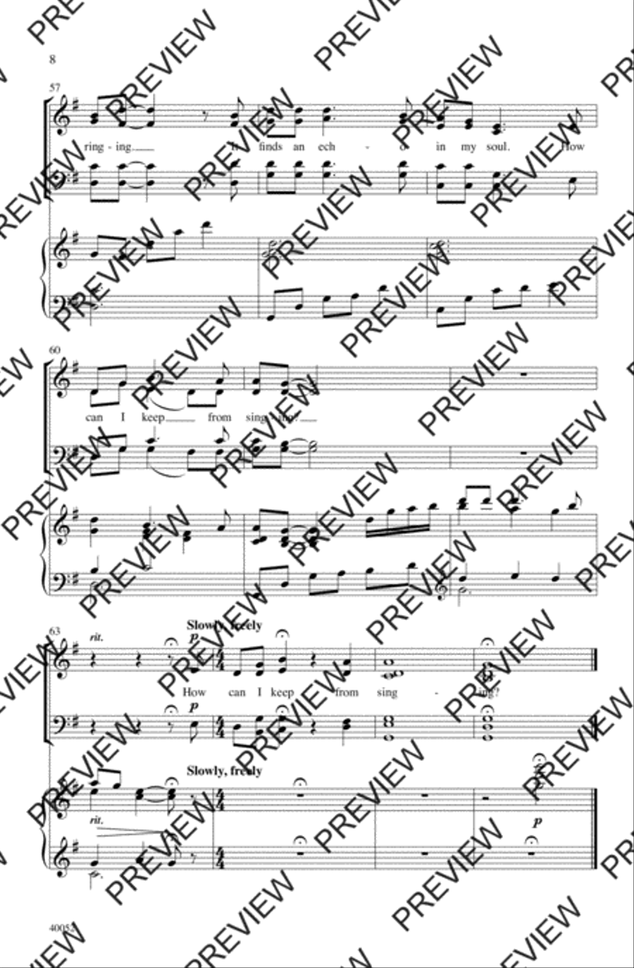 How Can I Keep from Singing? 4-Part scores gallery preview page 8