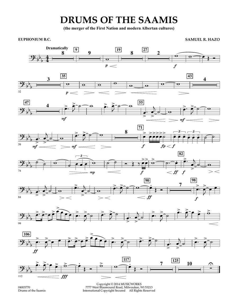 Drums of the Saamis - Euphonium in Bass Clef Concert Band scores gallery preview page 1