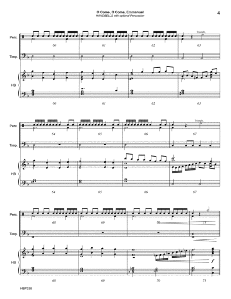 O COME O COME EMMANUEL/COME THOU LONG-EXPECTED JESUS - 3 octave HANDBELLS Percussion Ensemble scores gallery preview page 4