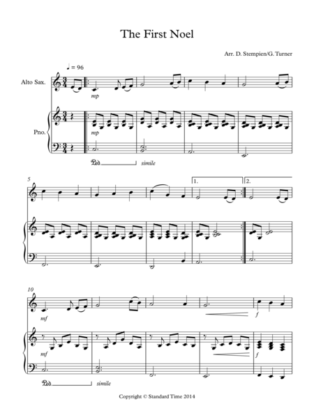 The First Noel for Alto Sax Solo with Piano Accompaniment image number null