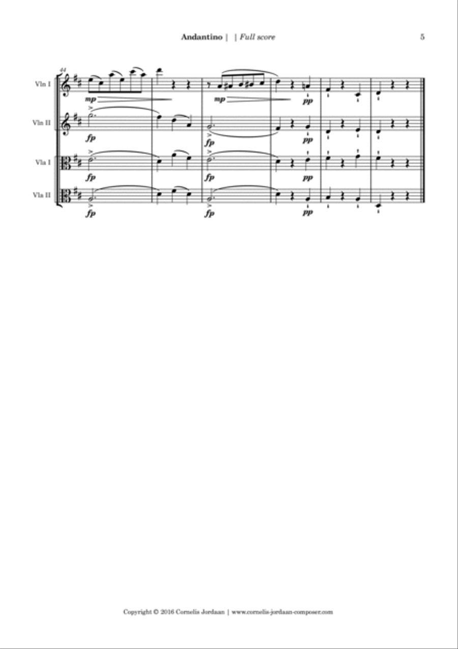 Easy Andantino, for 2 violins & 2 violas Small Ensemble scores gallery preview page 5
