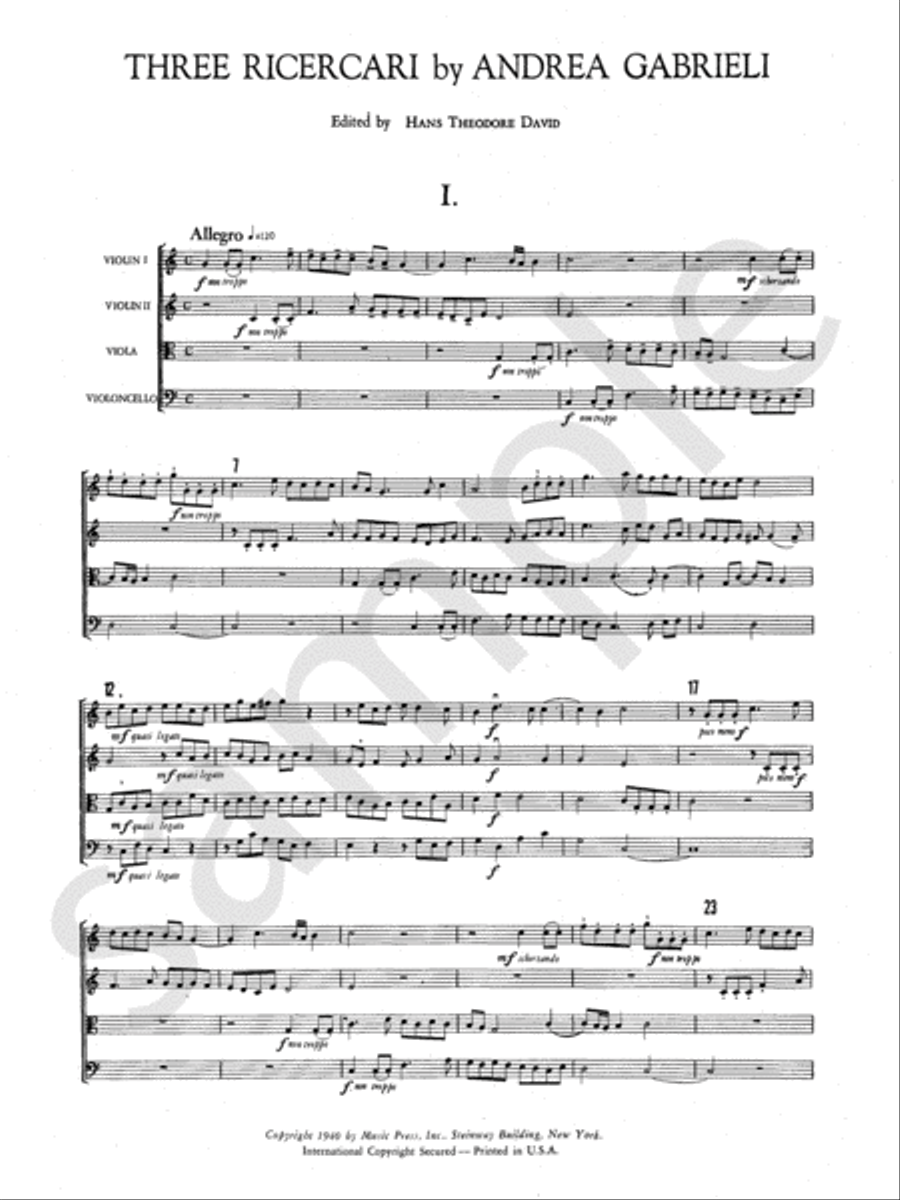 Three Four-part Ricercari 4-Part scores gallery preview page 5