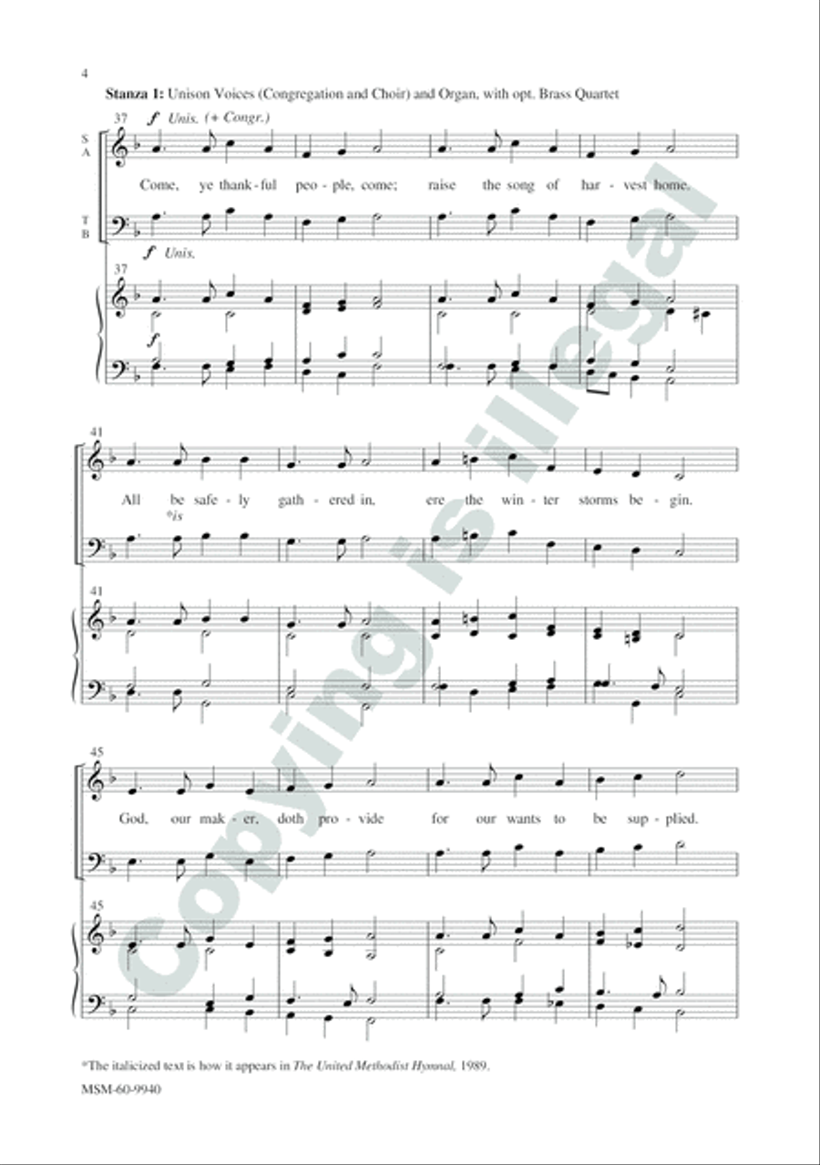 Come, Ye Thankful People, Come 4-Part scores gallery preview page 4