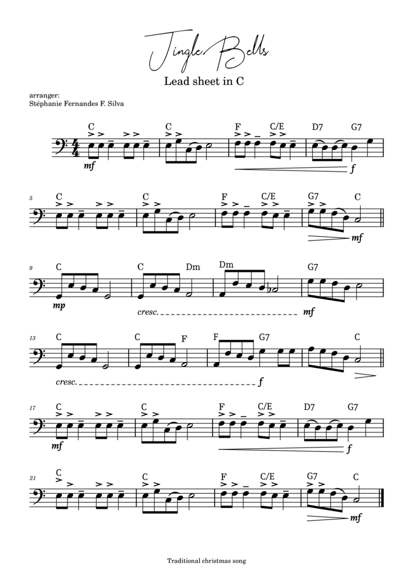 Jingle Bells - lead sheet in C image number null
