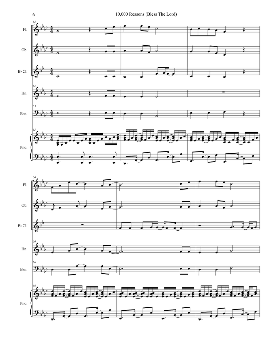 10,000 Reasons (Bless The Lord) Woodwind Quintet scores gallery preview page 6