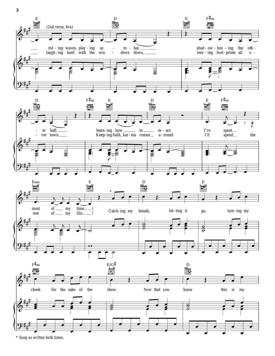 Catch My Breath Catch My Breath Piano, Vocal, Guitar scores gallery preview page 2