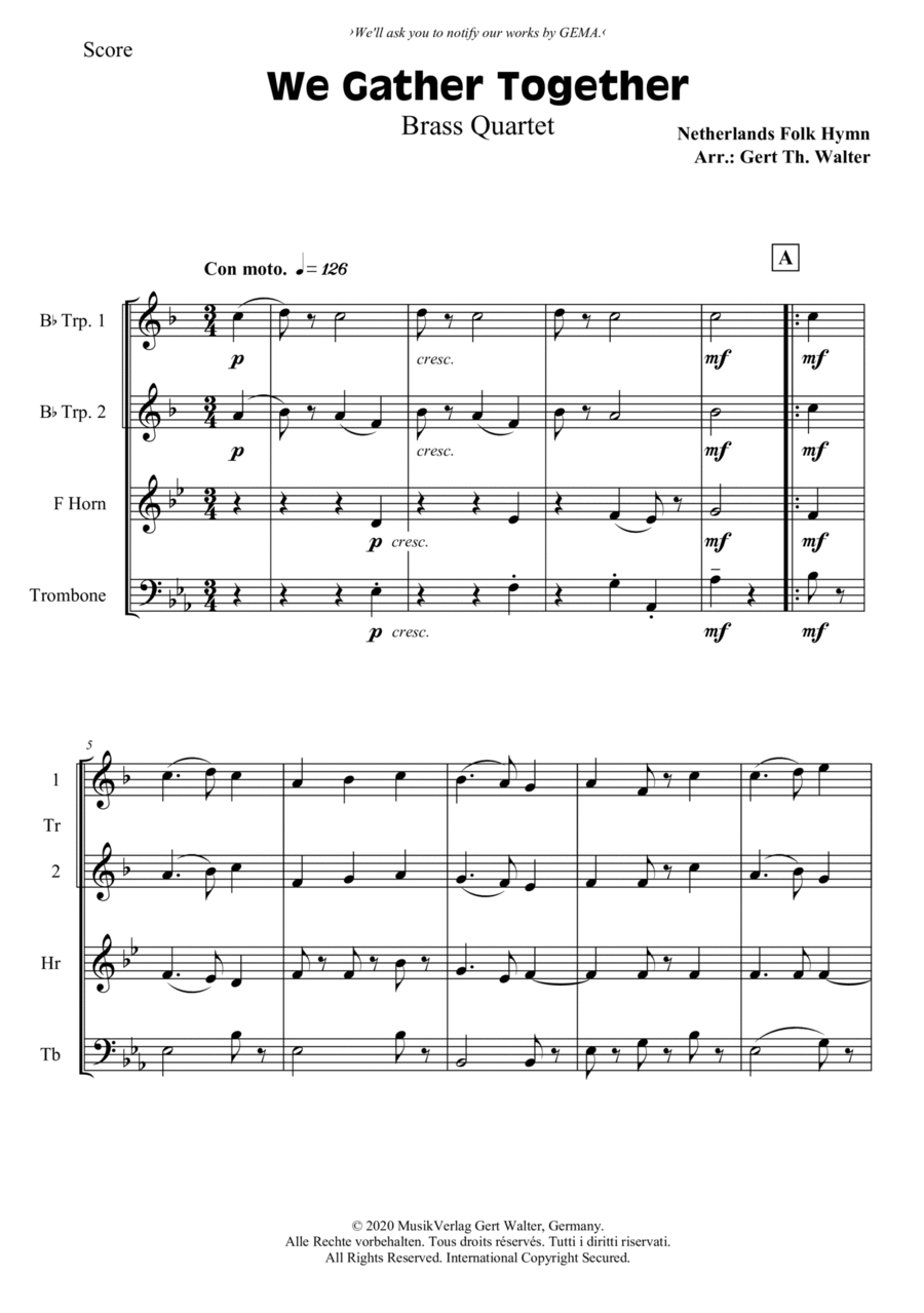 We Gather Together Horn scores gallery preview page 1