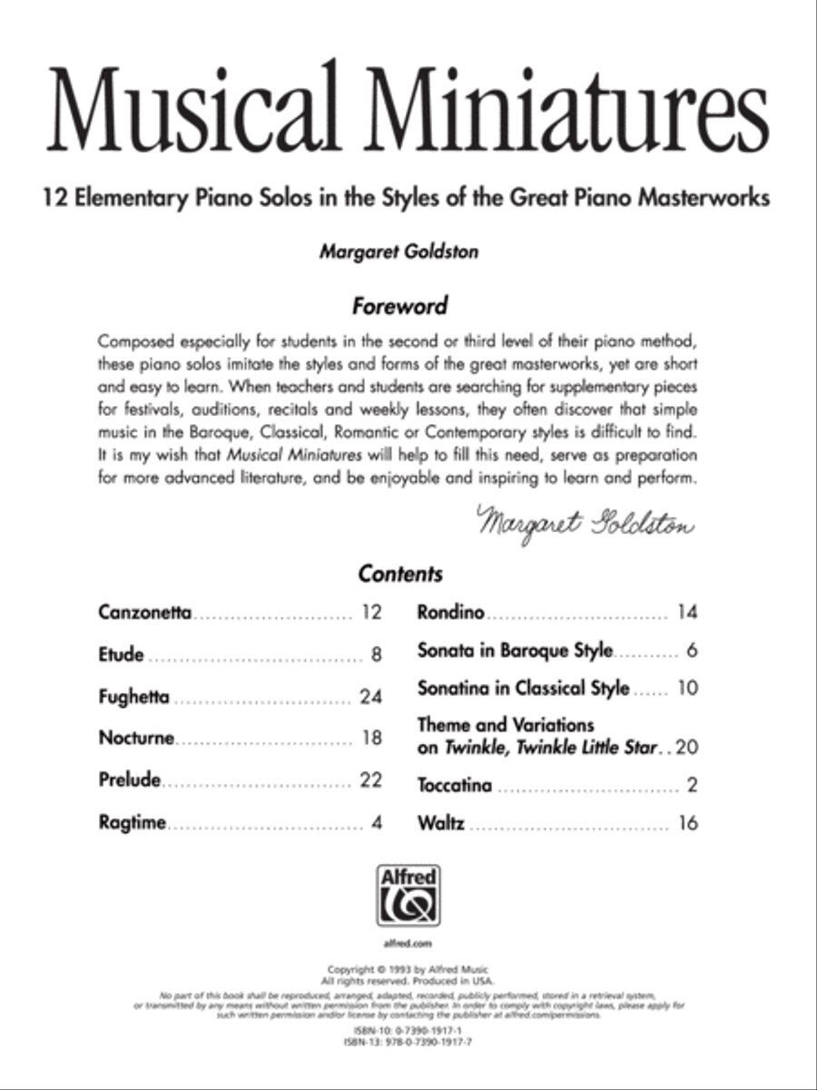 Musical Miniatures Musical Miniatures Easy Piano scores gallery preview page 2