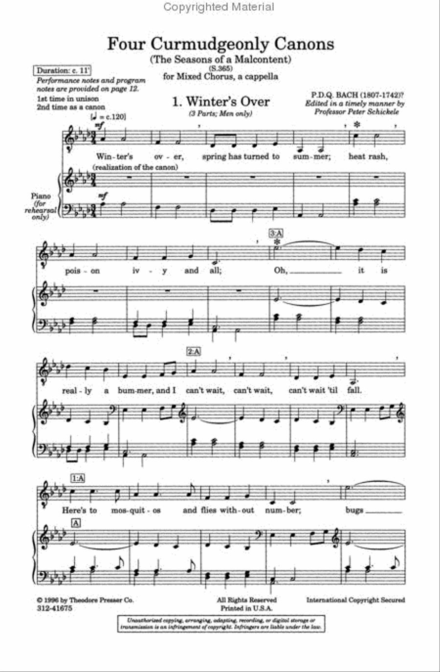 Four Curmudgeonly Canons 4-Part scores gallery preview page 2
