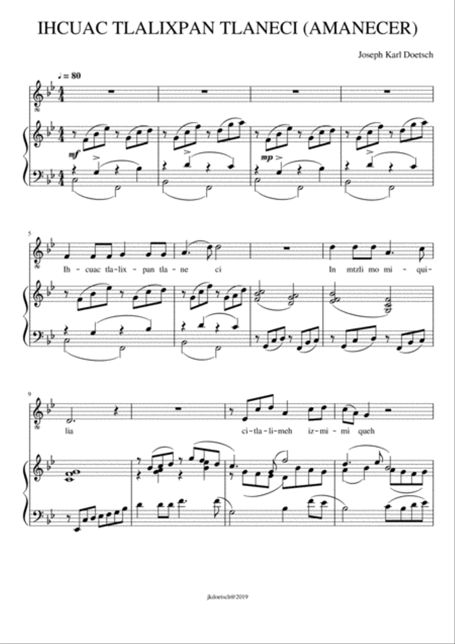 THREE NAHUATL SONGS THREE NAHUATL SONGS Voice Solo scores gallery preview page 1
