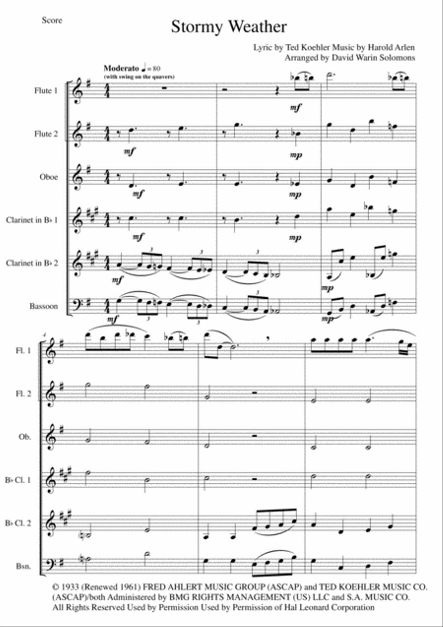 Stormy Weather Woodwind Ensemble scores gallery preview page 1