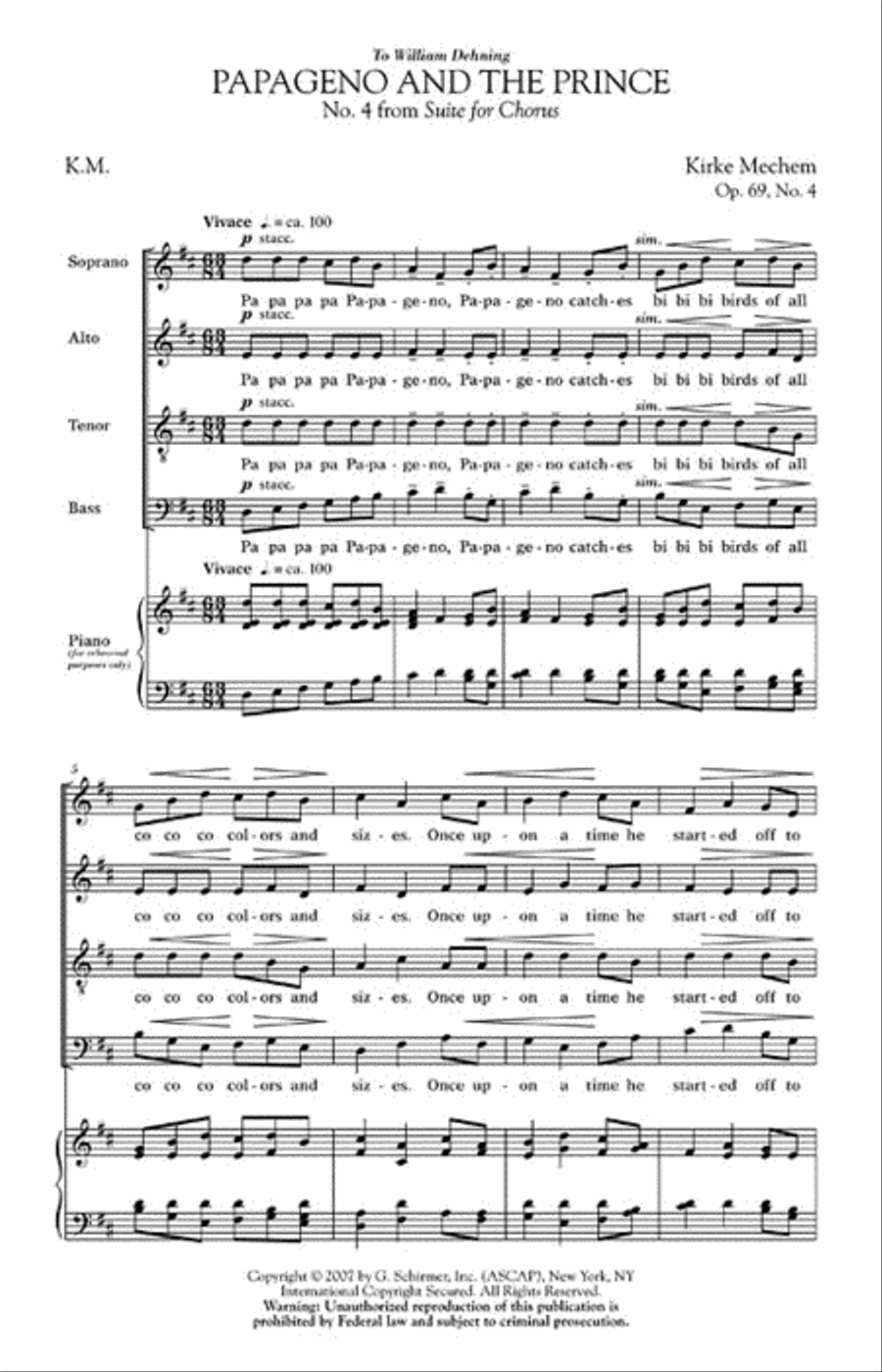 Papageno and the Prince 4-Part scores gallery preview page 2