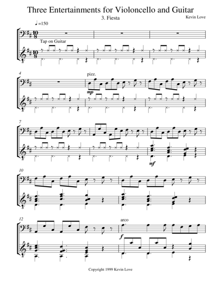 Three Entertainments for Violoncello and Guitar - Fiesta - Score and Parts image number null