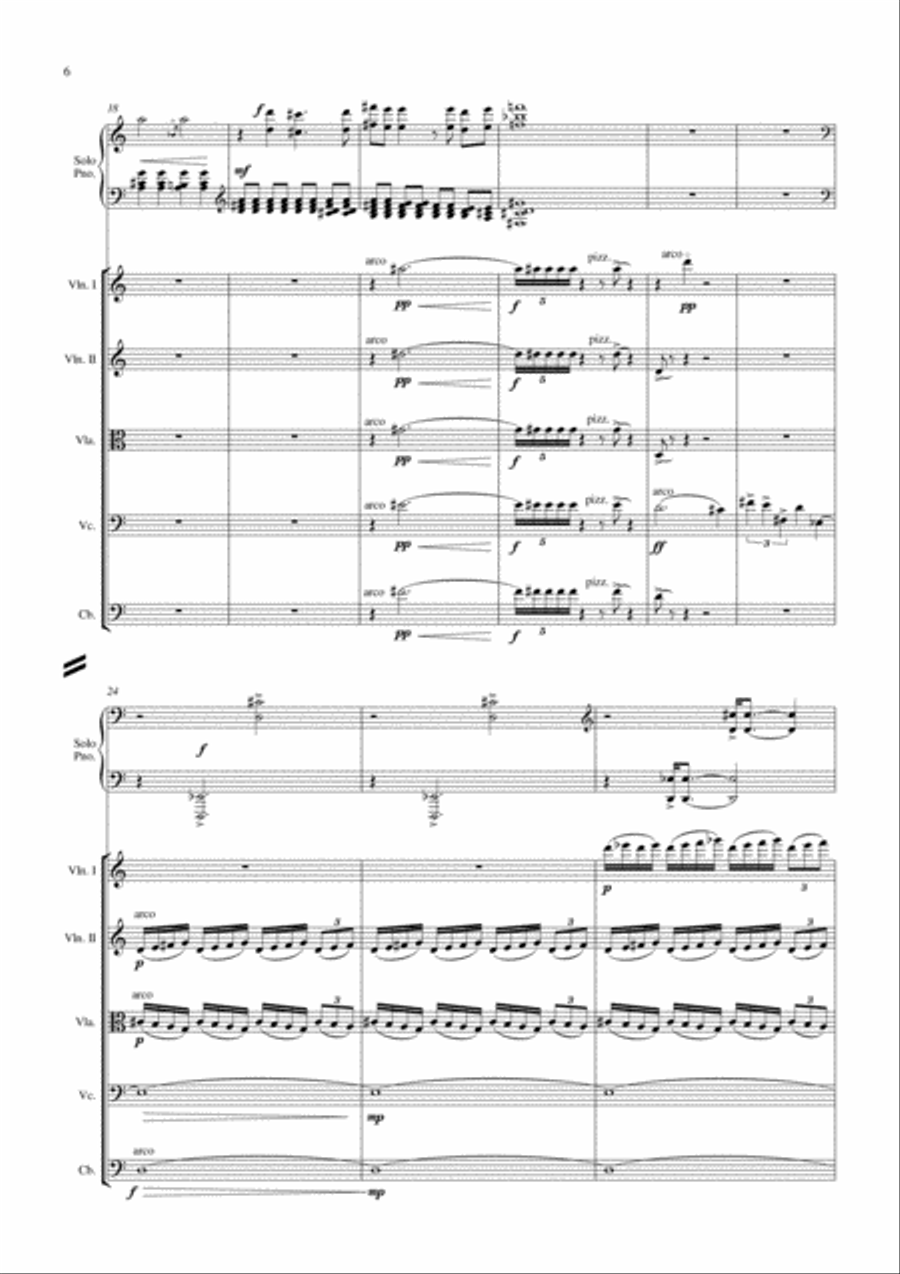 Carson Cooman: Piano Concerto (2005) for solo piano and strings, score only Chamber Orchestra scores gallery preview page 6